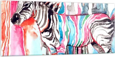 Produktbild von Bilder auf glas - Zebra Tiere Natur bunte - 120x50cm - Glasbilder - Wandbilder - Kunstdruck - zum Aufhängen bereit - Wanddekoration aus Glas - Glas Bilder - Wandbild auf Glas - GAB120x50-3075