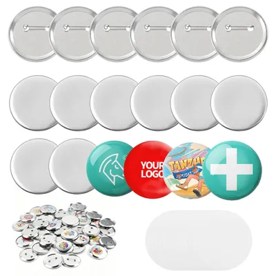 100 Knopfrohlinge 25 mm, Metall, Sicherheitsnadel, DIY-Button-Set