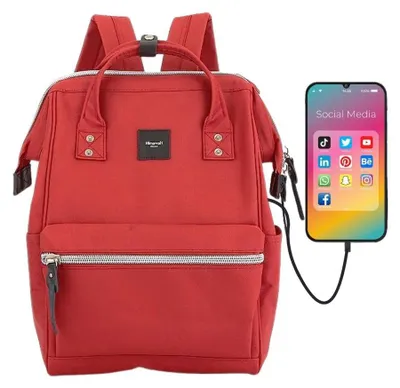 Obrázek produktu pro Peterson dámský městský batoh na notebook červený s USB 19 l
