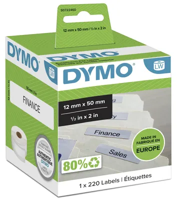 Image de Dymo Etiquettes dossier suspendu 12 x 50 mm blanc 220x 99017