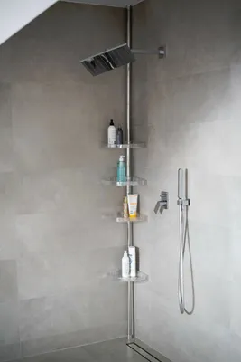 Produktbild von Badregal Teleskopregal 3 Böden Silber glänzend 70-250 cm lang Eckregal Duschablage Duschregal