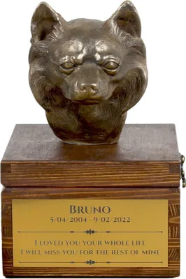 Obrázok produktu pre Čivava dlhosrstá - urna na popol psa so soškou, malá urna pre psa, personalizovaná urna s bustou psa značky Art-Dog