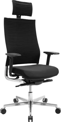Produktbild von Topstar Sitness Life 80 schwarz poliert inkl. Kopfstütze und Armlehnen Bürostuhl Schreibtischstuhl Drehstuhl Premium gegen Rückenschmerzen