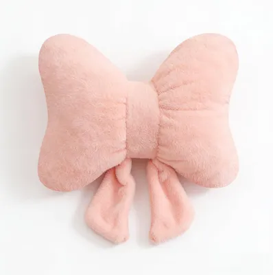 Plüschkissen mit Schleife, 30 cm, rosa, modernes Dekokissen