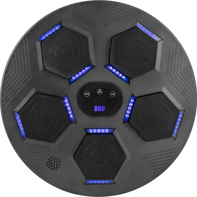 Image de Haut-parleurs muraux - Boîte de musique pour entraînement - Bluetooth, écran tactile LED, recharge USB, capacité de charge de 200 kg, 40 x 6,5 cm - Noir