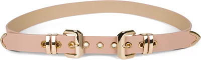 Produktbild von styleBREAKER Damen Gürtel mit doppelter goldener Schnalle und Lochnieten, B-Low Belt, Taillengürtel, kürzbar 03010121
