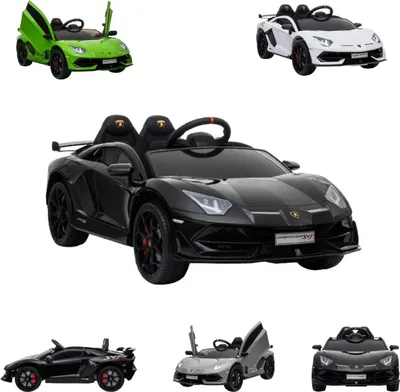 Immagine prodotto di ES-Toys auto elettrica per bambini Lamborghini Aventador SVJ, sedile in pelle artificiale, pneumatici EVA nero