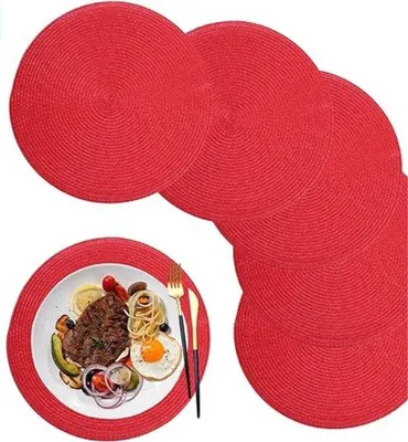 Produktbild von Famanu Platzdeckchen rund, rot, abwaschbar, hitzebeständig - 32 cm