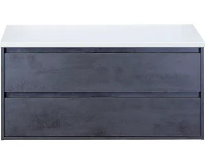 Produktbild von Sanox Waschtischunterschrank Porto BxHxT 120,2 x 58 x 50 cm Frontfarbe beton anthrazit mit WT-Platte weiß matt 84747141