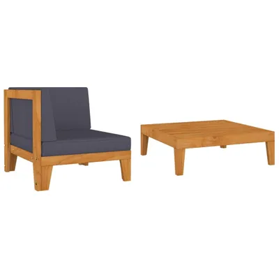 Immagine prodotto di set da giardino 2 pezzi con cuscini in legno massiccio di acacia