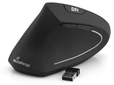 Produktbild von MediaRange MROS233, Linkshändig, Vertikale Ausführung, Optisch, RF Wireless, 1600 DPI, Schwarz