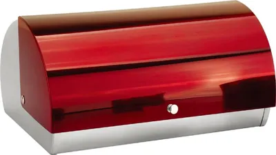 Produktbild von Moderner Brotkasten mit Rolldeckel aus Edelstahl - 38,5 x 18,5 x 28 cm - Rot