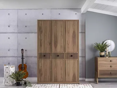 Productafbeelding van Kledingkast, kast, houten kast, slaapkamer, meubels, hout, bruin