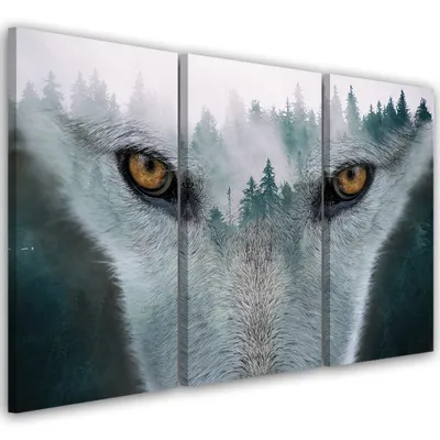 Produktbild von Triptychon auf leinwand tiere - grau 60x40 cm Feeby grau wandbild bereit zum aufhängen