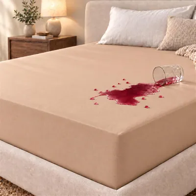 Immagine prodotto di Coprimaterasso impermeabile, 140 x 200 cm, copripiumino per incontinenza, coprimaterasso traspirante, lenzuolo impermeabile, protezione dall'umidità, lavabile, color sabbia