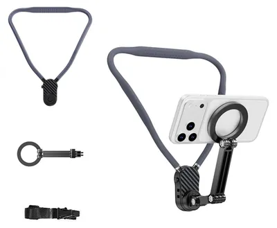Immagine prodotto di INF Supporto da Collo Magnetico per Smartphone — Stabilizzazione 3-Assi, Rotazione 360° per POV VLOG e Riprese Hands-Free