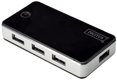 Produktbild von DIGITUS USB 2.0 Hub 7-Port schwarz inkl. Netzteil