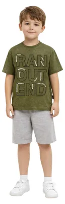 Produktbild von T-Shirt für Jungen - Stone Washed Khaki - Baumwolle - Bequem und stylisch - Ideal für den Alltag Größe 104, Alter 4 Jahre