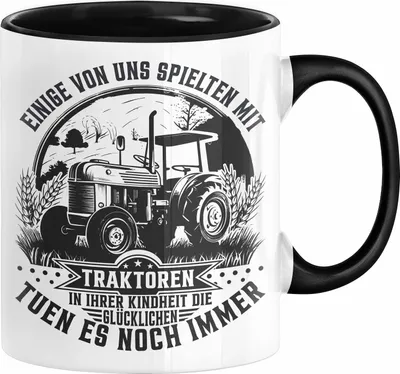 Produktbild von Bauer Landwirt Geschenk Tasse Einige Von Uns Spielten Mit Traktoren Geschenkidee Jungs (Schwarz)