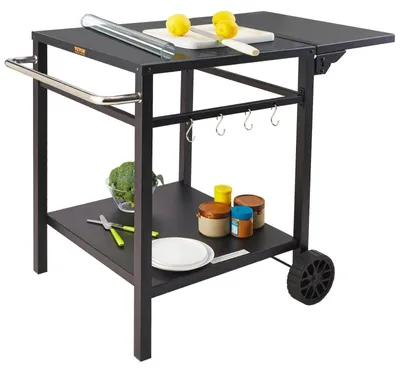 Imagen del producto de Carro de parrilla para exteriores con doble estante, ideal para barbacoas