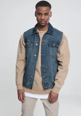 Produktbild von Urban Classics Denim Vest, Größe: Xxl; Farbe: Denimblue