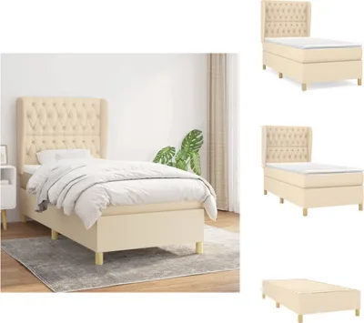 Produktbild von vidaXL Boxspringbett mit Matratze Creme 90x200 cm Stoff -  Betten & Bettgestelle