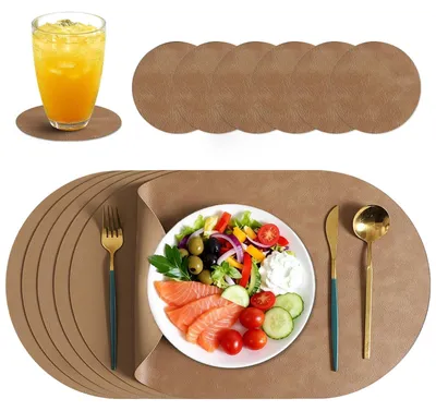Produktbild von Faux Leder Platzsets - Set von 12, Wasserdicht und Waschbar