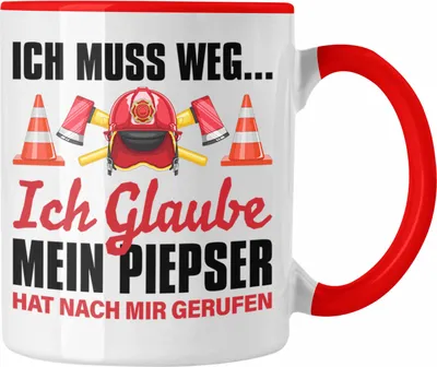 Produktbild von Trendation - Feuerwehr Tasse Geschenk für Feuerwehrmann Geburtstag Männer Spruch (Rot)