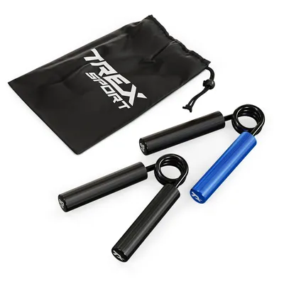 Produktbild von TREX SPORT Handtrainer Fingertrainer Set TX-002HSD| Widerstand 23 & 68kg Aluminium Grifftrainer | Fingerhantel, Unterarmtrainer mit Tasche, Stahlfeder