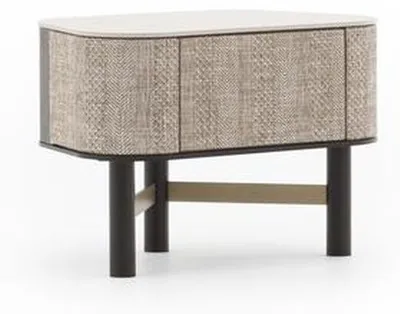 Produktbild von Moderner Nachttisch aus Holz in Beige, elegantes Schlafzimmermöbel