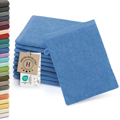 Produktbild von 10er Set Waschlappen aus Baumwolle, 16x21 cm, blau