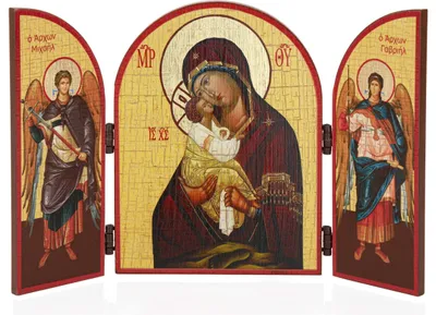 Produktbild von Gottesmutter Von Pochaev Ikone Triptychon Holz 25x16cm Christlich 13811