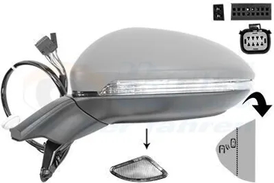 Produktbild von VAN WEZEL 5775827 Außenspiegel Seitenspiegel Links für VW Golf VII Schrägheck (5G1, BQ1, BE1, BE2) Asphärisch Beheizt Grundiert