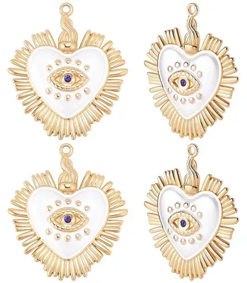 5 Herz-Anhänger, 18K vergoldet, Edelstahl, 34x29 mm, für DIY-Schmuck