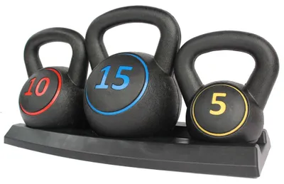 Produktbild von AIORBER Kettlebell Set 5/10/15LB Hantelset für Krafttraining Fitness Workout Heimtraining Rutschfeste Griffe Schwarz