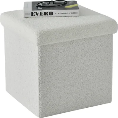 Produktbild von ACAZA Zusammenklappbarer Pouf mit Stauraum – 37×37×37 cm – Weiß