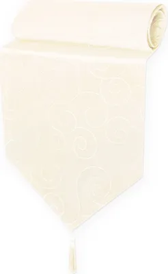 Produktbild von Tischläufer 33x210 cm Champagner Damast Ornamente klassisch Tischdecke Läufer spitz zulaufend