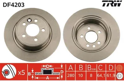 Produktbild von TRW Bremsscheiben (2 Stück) Hinterachse DF4203