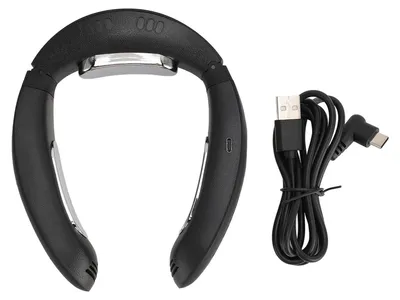 Produktbild von Tragbarer Nackenventilator, blattlos, kühlend/heizend, batteriebetrieben, geräuscharm, USB-Anschluss, tragbarer persönlicher Ventilator für Camping, Wandern, Schwarz
