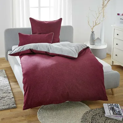 Produktbild von Biberna Melange Flanell Wendebettwäsche 840500 155x200 cm + 80x80 cm burgund