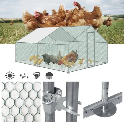 Produktbild von Outdoor Hühnerstall 3x4x 2 mHühnerhaus Dach Geflügelstall Verzinkter Stahlrahmen mit PE