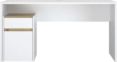 Produktbild von Schreibtisch >MODULTRICK< in Weiss / Artisan Eiche Nachbildung - 140x72,7x52,7cm (BxHxT)