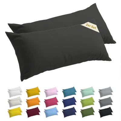 Produktbild von Lavea® 2er Set Seitenschläferkissen-Bezug 40x145 cm, 100% Baumwolle Jersey, YKK-Reißverschluss, Anthrazit