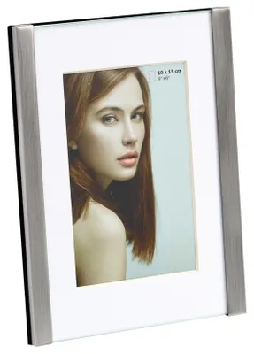 Fotolijst 15x20 cm, mat zilver, roestvrij staal, incl. passe-partout