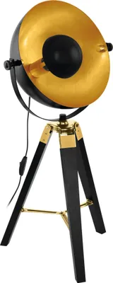 Produktbild von COVALEDA Tischleuchte Tischbeleuchtung - H73,5 x Ø38 cm - schwarz, messing, gold - 1X60W exkl. - IP20
