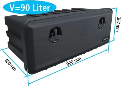 Produktbild von Daken J090 - Daken Just 900 - 81110, Werkzeugkasten, Stauboxen, Staukasten LKW, Unterflurbox, 900 x 367 x 450 mm, ca. 90 Liter