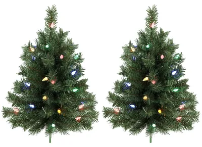 Produktbild von HOMCOM Weihnachtsbaum 60 cm, 2er-Set, 130 Zweigspitzen, mit Erdspießen, Grün