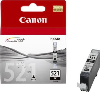 Produktbild von Canon CLI-521 BK, Schwarz, Tinte auf Pigmentbasis, 1 Stück(e)