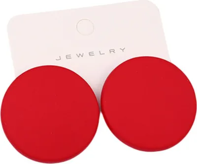 Produktbild von 1 Paar Ohrstecker, Bonbonfarben, geometrisch, Sprühfarbe, Piercing, schlicht, für Damen und Mädchen, große runde Ohrstecker, Modeschmuck, Geschenk für Freundinnen-Rot
