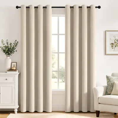 Productafbeelding van Verduisterende gordijnen, grijsbruin, met oogjes, set van 2, 140x235 cm